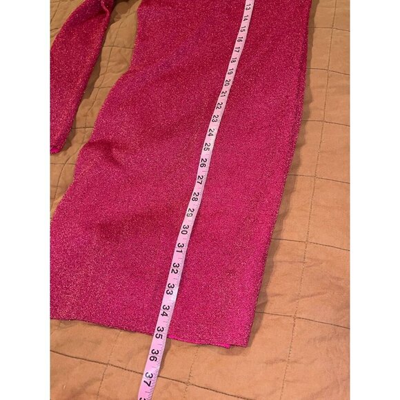 Alice and Olivia Issa Hot Pink Glitter Women's Size S Puff Sleeve Turtleneck Min - Picture 8 of 11